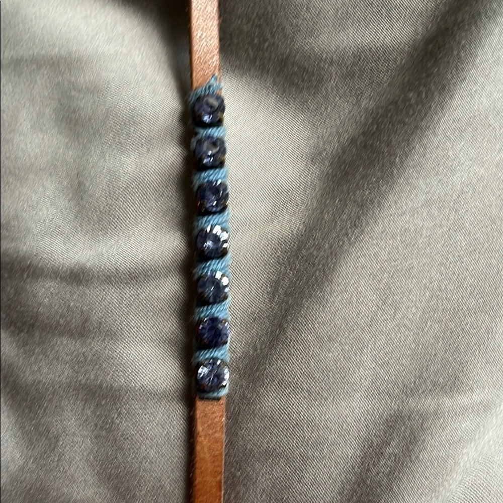Vintage Abercrombie & Fitch Brown Leather Bracelet with Blue Beads - Picture 3 of 7